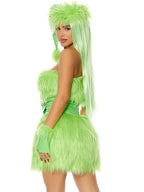 Women 4 Piece Faux Fur Green Monster Costume - Image 2