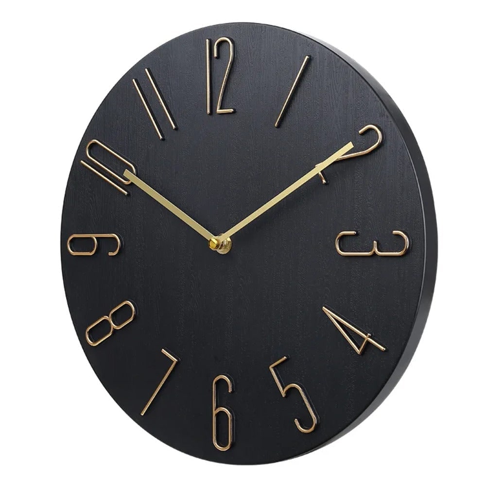 Modern Round Wood Grain Wall Clock Silent Non Ticking - Image 3