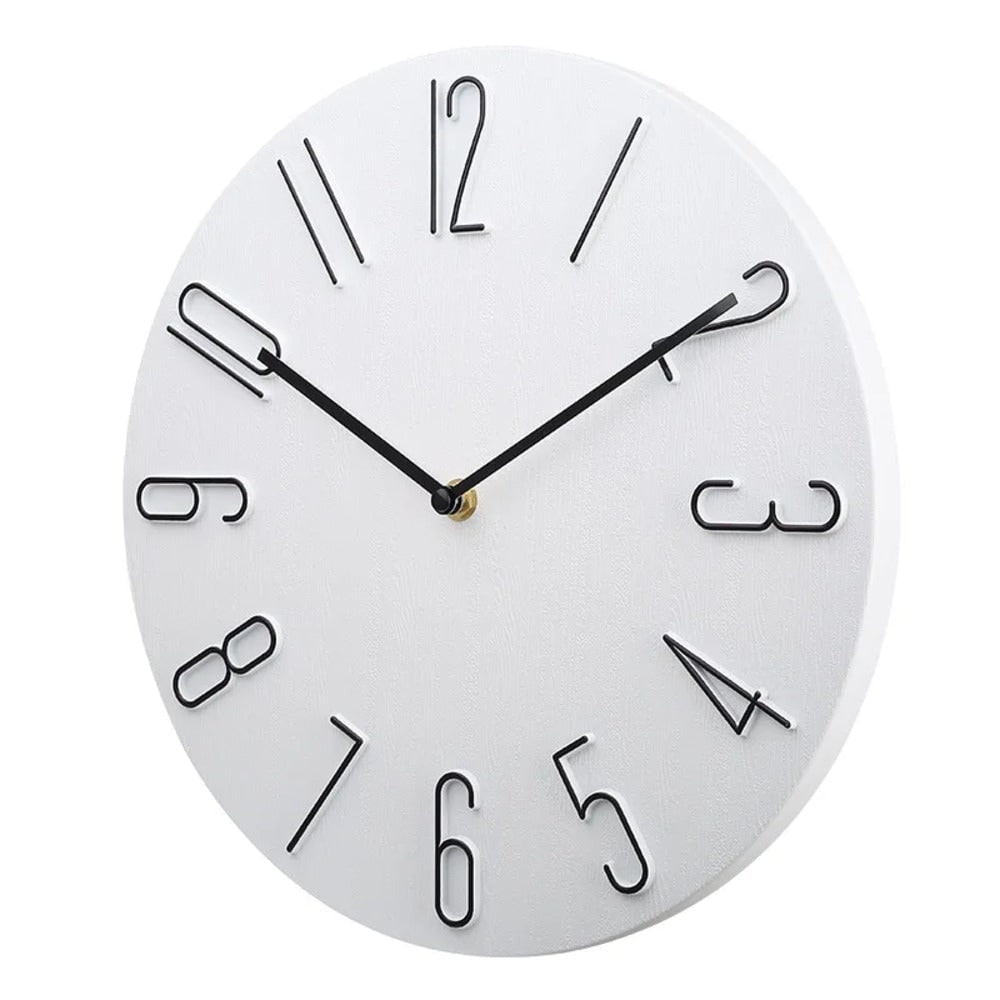 Modern Round Wood Grain Wall Clock Silent Non Ticking - Image 4