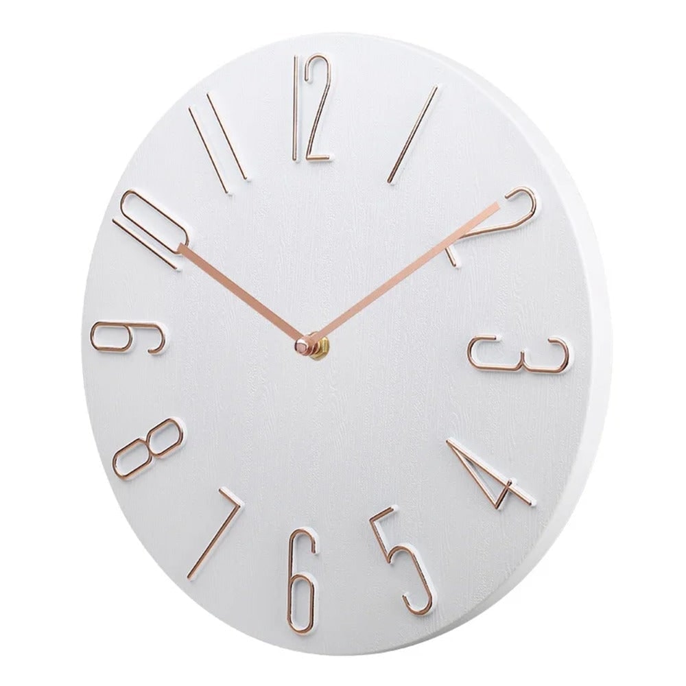 Modern Round Wood Grain Wall Clock Silent Non Ticking - Image 5