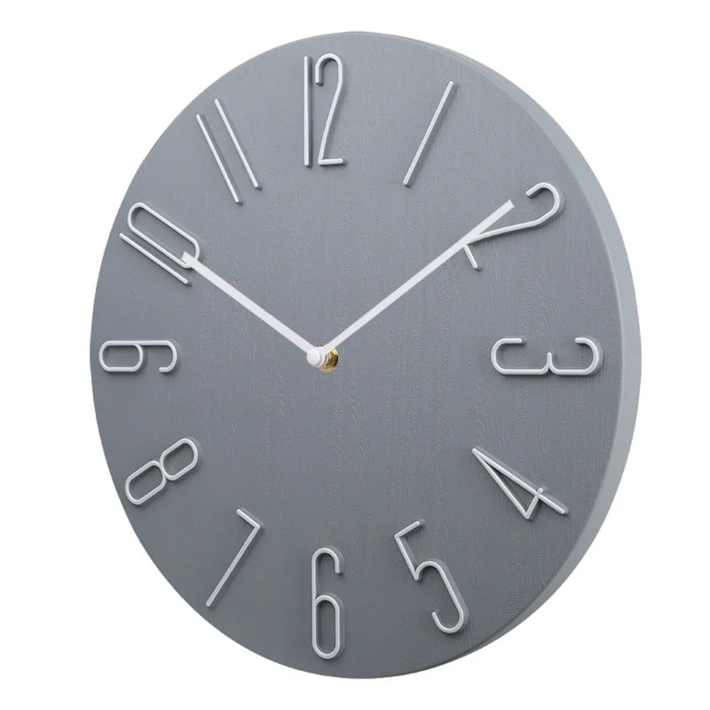 Modern Round Wood Grain Wall Clock Silent Non Ticking - Image 6