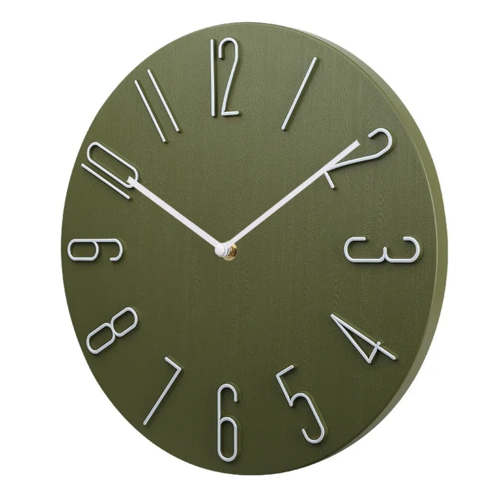 Modern Round Wood Grain Wall Clock Silent Non Ticking - Image 8
