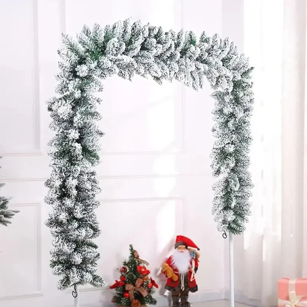 Snow Flocked Artificial Pine Christmas Garland Bendable Wire Core - Image 2