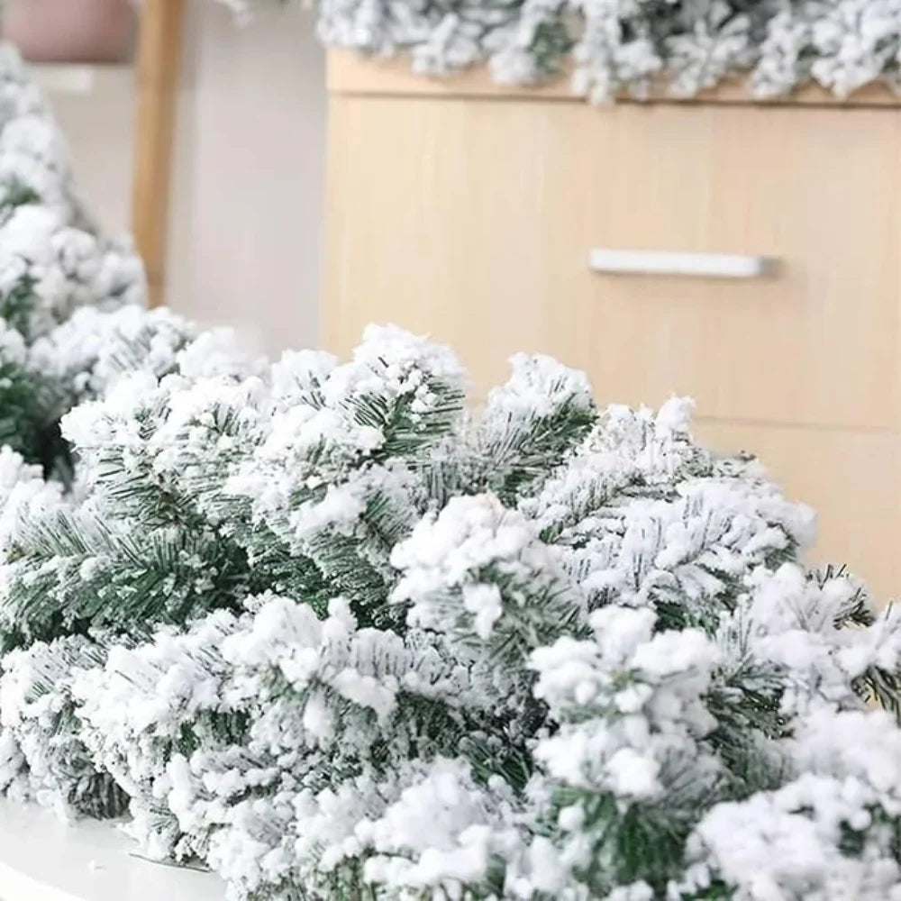 Snow Flocked Artificial Pine Christmas Garland Bendable Wire Core - Image 4