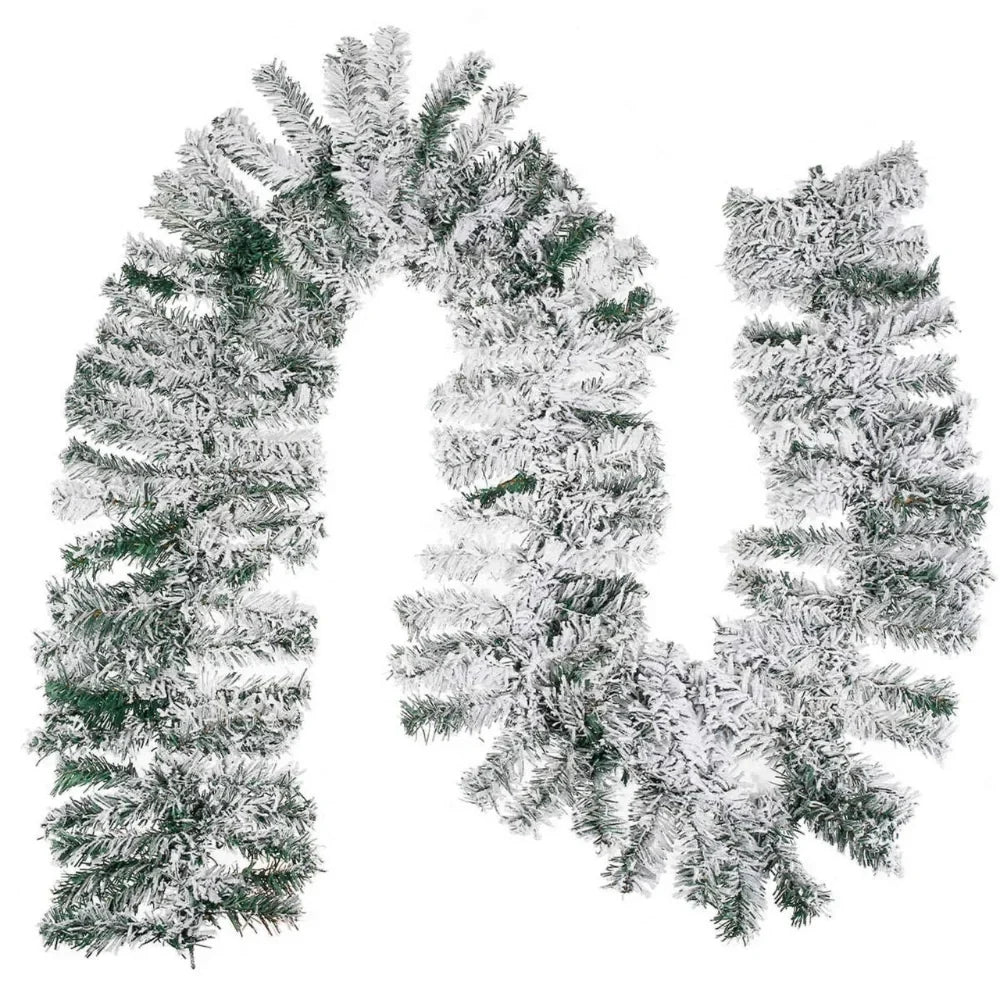 Snow Flocked Artificial Pine Christmas Garland Bendable Wire Core - Image 5