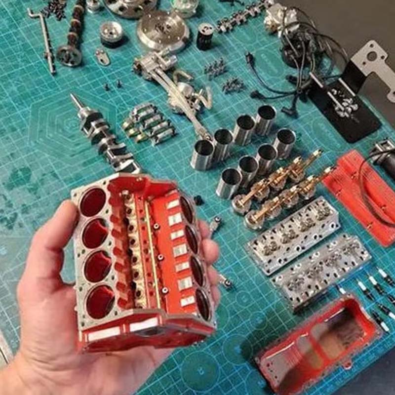 CNC Metal Mini V8 OHV Engine Model Kit Gas Powered - Image 9