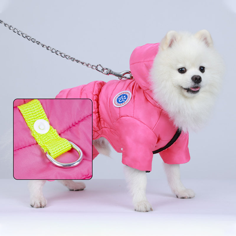 Dog Winter Coat Built-In Harness Fleece Lined Full Body Snowsuit Back Zipper - Image 4