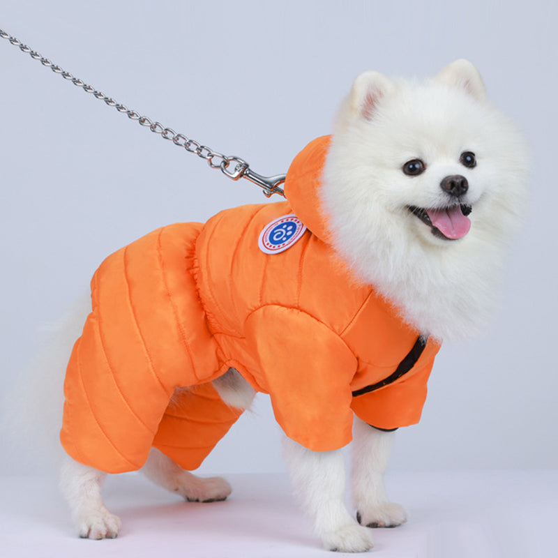 Dog Winter Coat Built-In Harness Fleece Lined Full Body Snowsuit Back Zipper - Image 3
