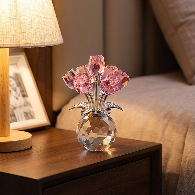 Crystal Rose Gift Eternal Glass Figurine Vase Anniversary Present Her - Image 2