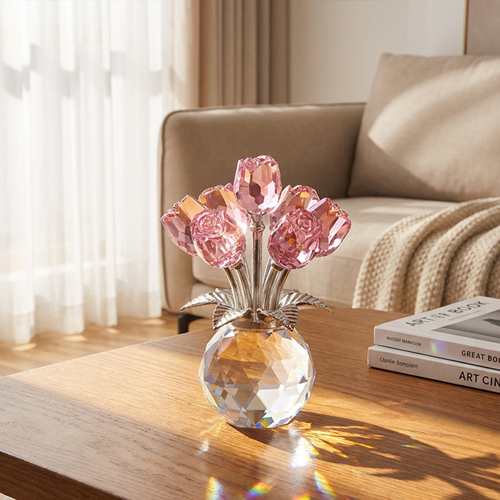 Crystal Rose Gift Eternal Glass Figurine Vase Anniversary Present Her - Image 5