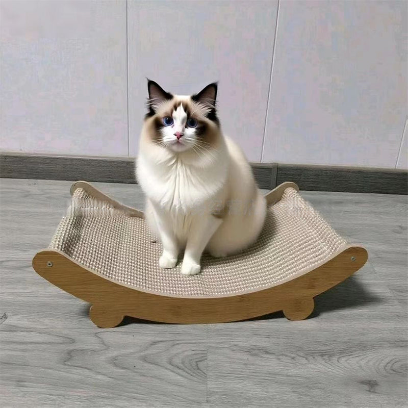 Cat Scratching Lounger Sisal 2-in-1 Scratcher Bed Space-Saving Wooden - Image 3