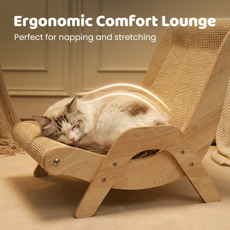 Cat Scratching Lounger Sisal 2-in-1 Scratcher Bed Space-Saving Wooden - Image 6