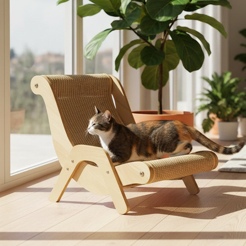 Cat Scratching Lounger Sisal 2-in-1 Scratcher Bed Space-Saving Wooden - Image 8
