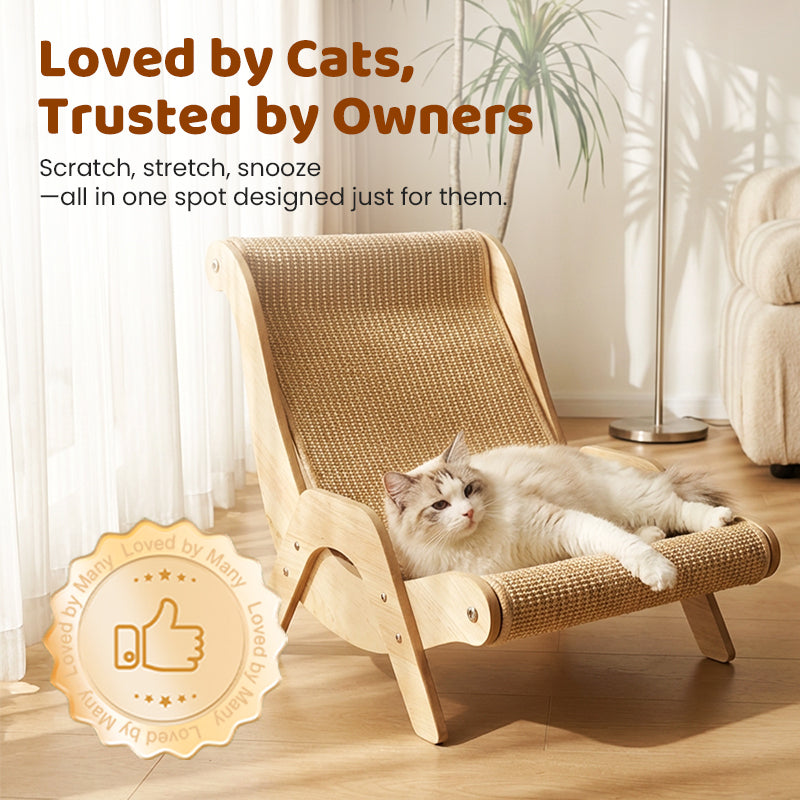 Cat Scratching Lounger Sisal 2-in-1 Scratcher Bed Space-Saving Wooden - Image 9