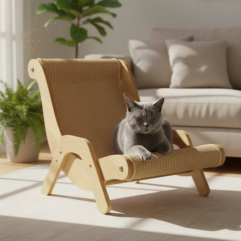 Cat Scratching Lounger Sisal 2-in-1 Scratcher Bed Space-Saving Wooden - Image 10