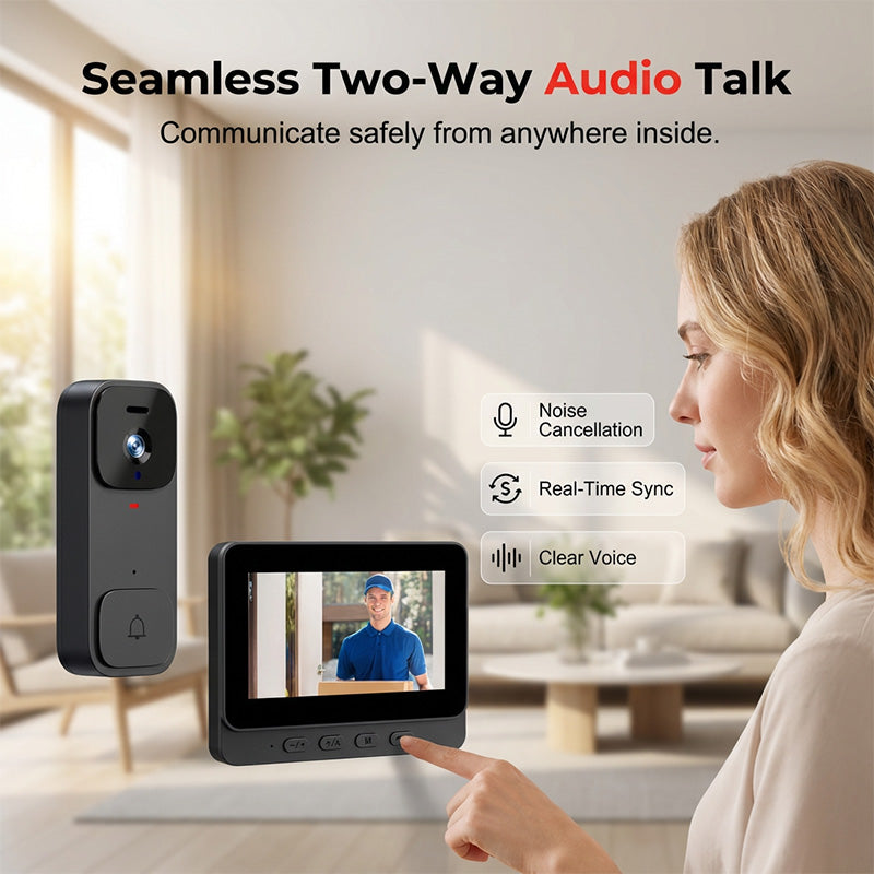 Smart Video Doorbell Camera 4.3" Monitor Two-Way Audio Night Vision - Image 3