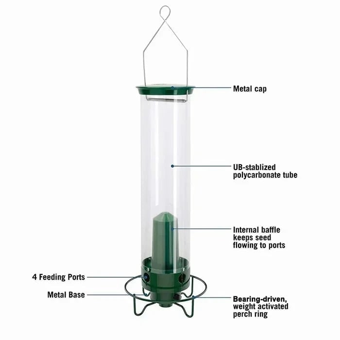 Tube Squirrel Proof Bird Feeder Weight Activated Spinning Perch - Image 7