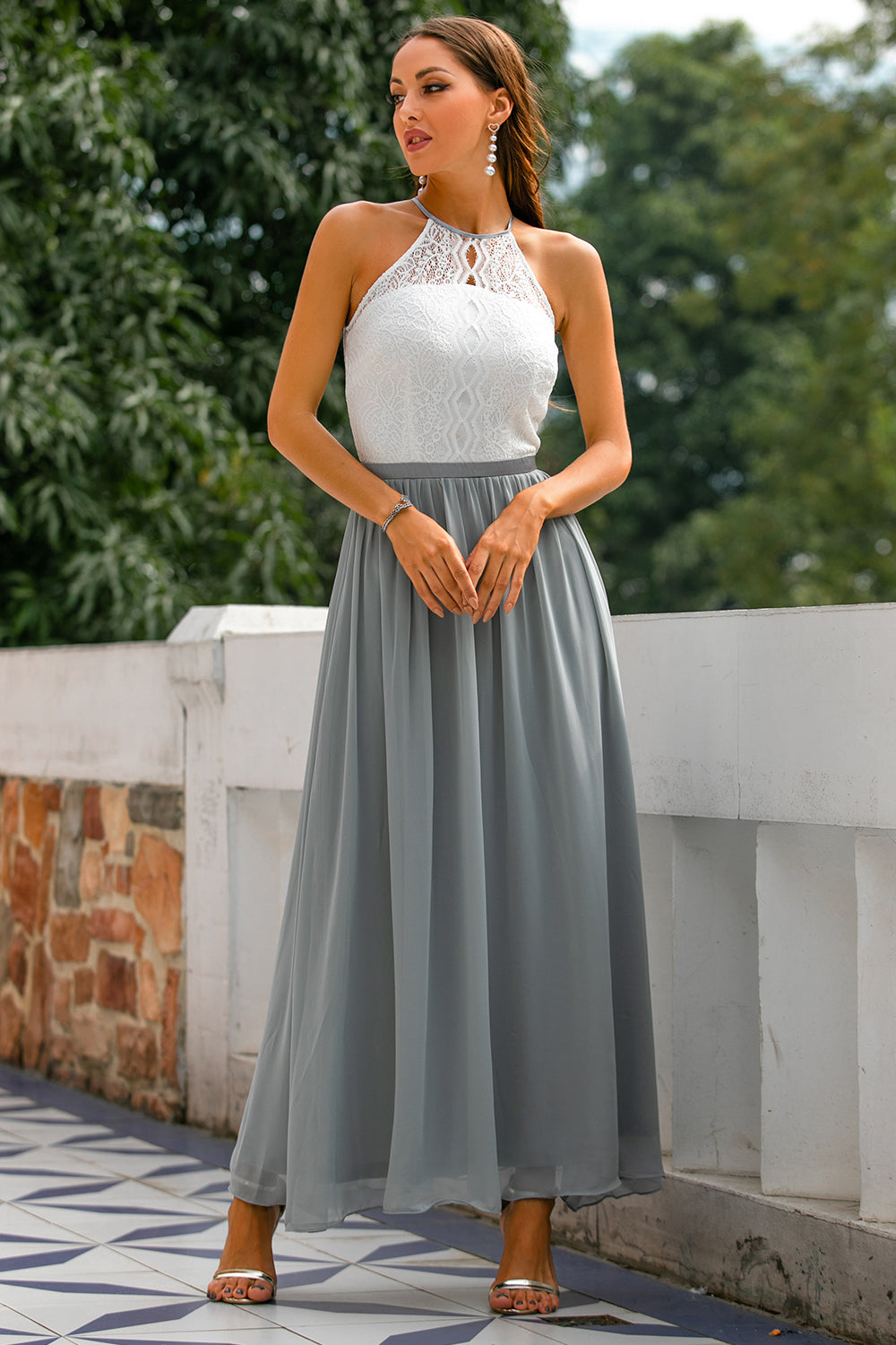 Women's Sleek Maxi Long Halter Wedding Guest Dress