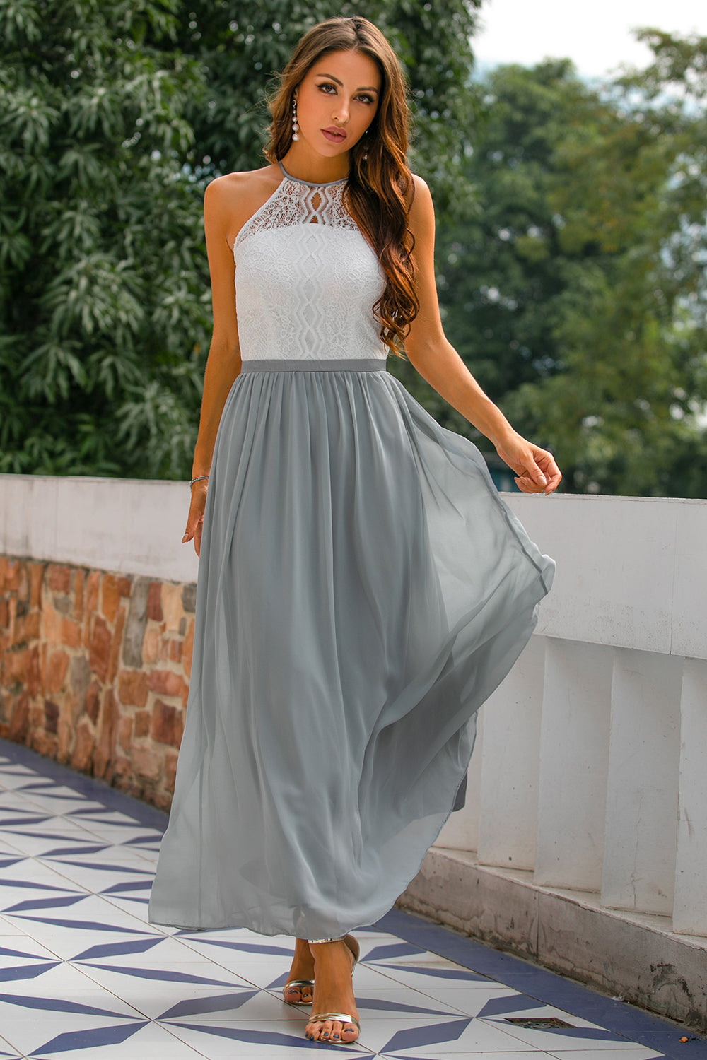 Women's Sleek Maxi Long Halter Wedding Guest Dress