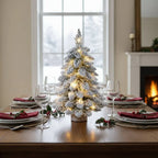 Flocked Artificial Tabletop Christmas Tree Warm White LED Lights - Image 2