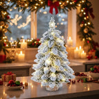 Flocked Artificial Tabletop Christmas Tree Warm White LED Lights - Image 4