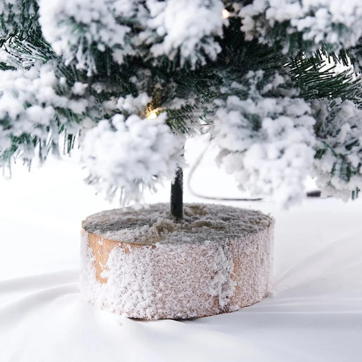 Flocked Artificial Tabletop Christmas Tree Warm White LED Lights - Image 6
