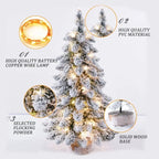 Flocked Artificial Tabletop Christmas Tree Warm White LED Lights - Image 7