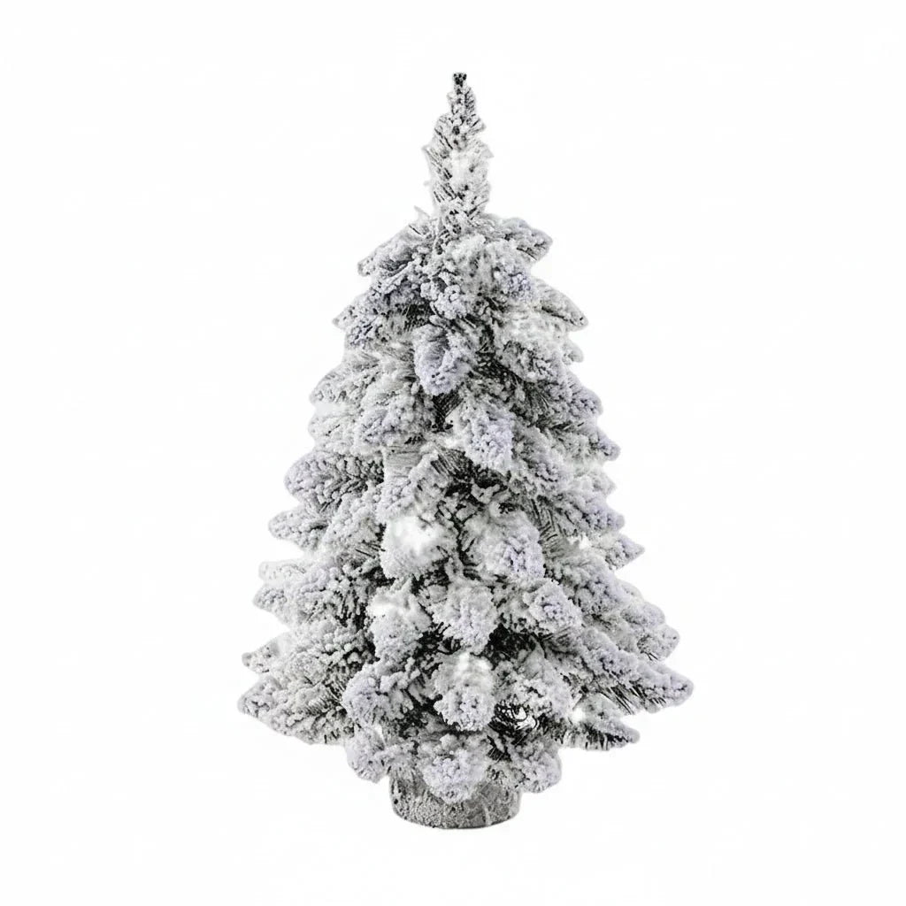 Flocked Artificial Tabletop Christmas Tree Warm White LED Lights - Image 8