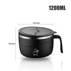 Stainless Steel Ramen Bowl Drain Lid Insulated Anti-Scald Handle 1200ml — product view 8