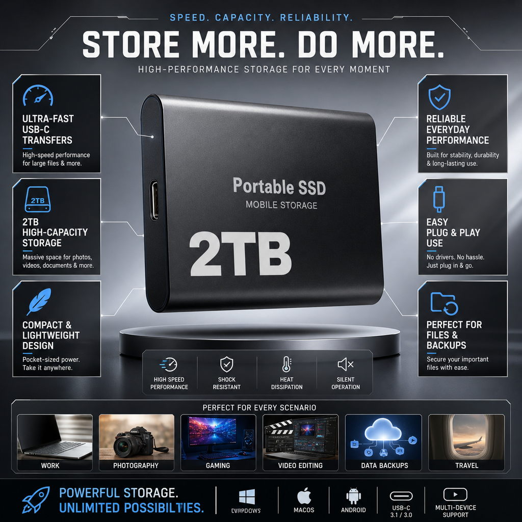 External Hard Drive Portable SSD USB C Mobile Storage 2TB — product view 3