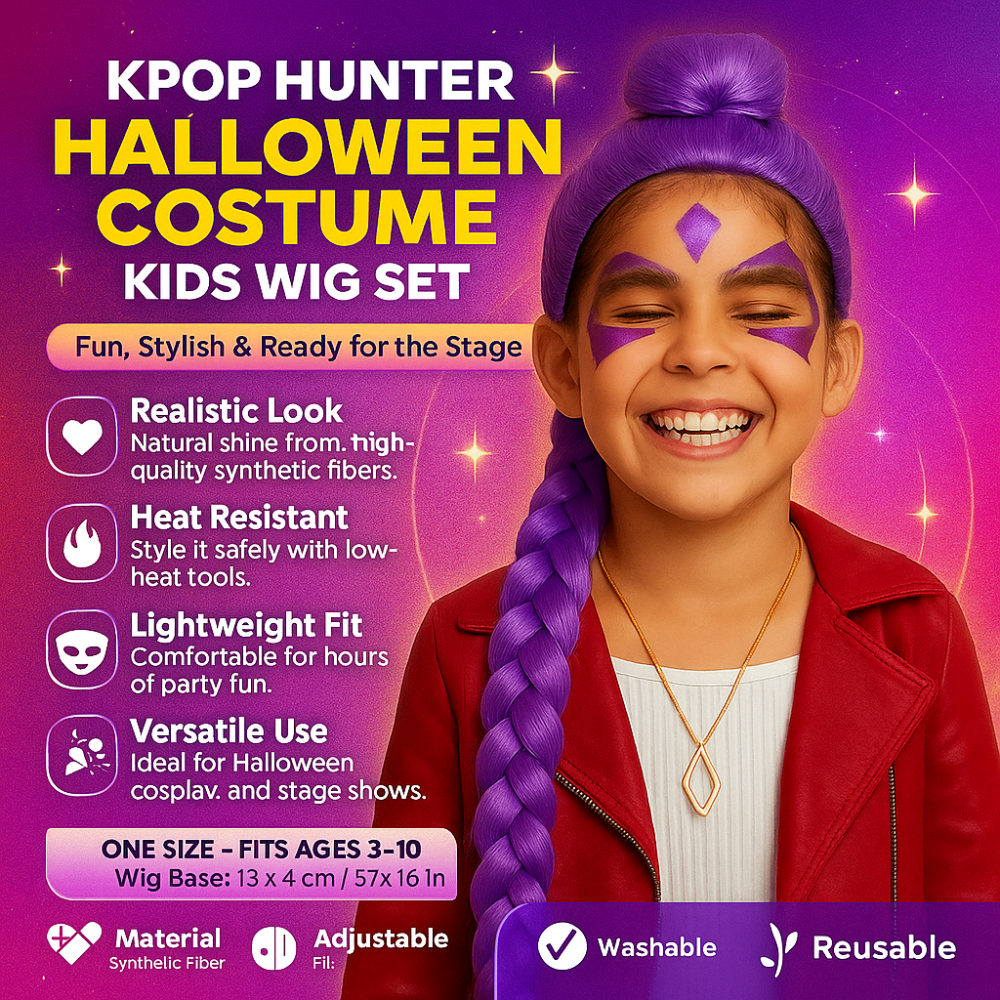 Kpop Hunter Costume Kids Wig Set — product view 4