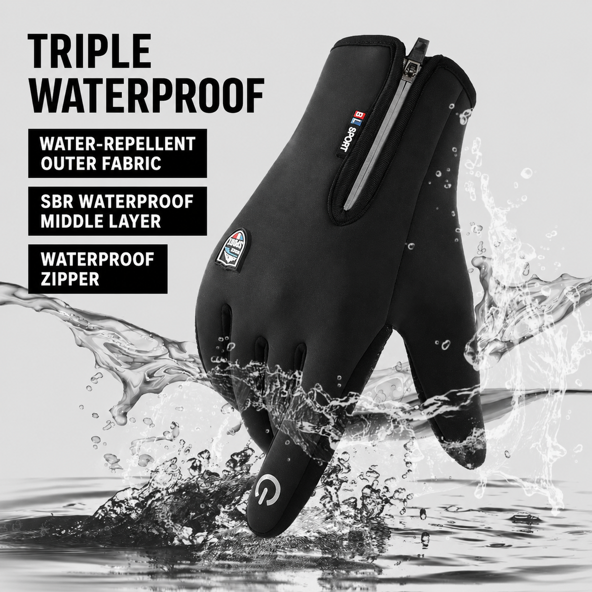 Waterproof Touchscreen Winter Gloves Thermal Zipper Windproof Cycling — product view 5
