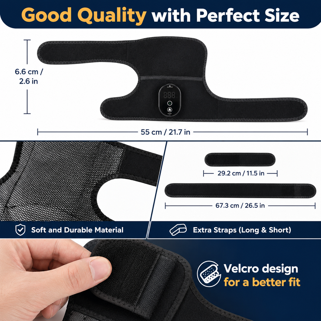 3-in-1 Cordless Knee Heating Pad with Smart Temperature Control — product view 3
