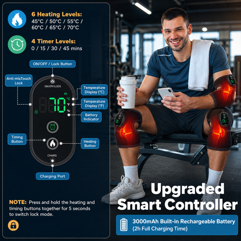 3-in-1 Cordless Knee Heating Pad with Smart Temperature Control — product view 4