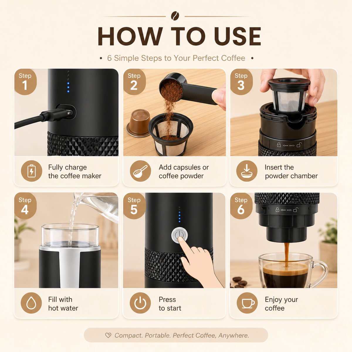 Portable Espresso Maker for Capsules & Ground Coffee — product view 7
