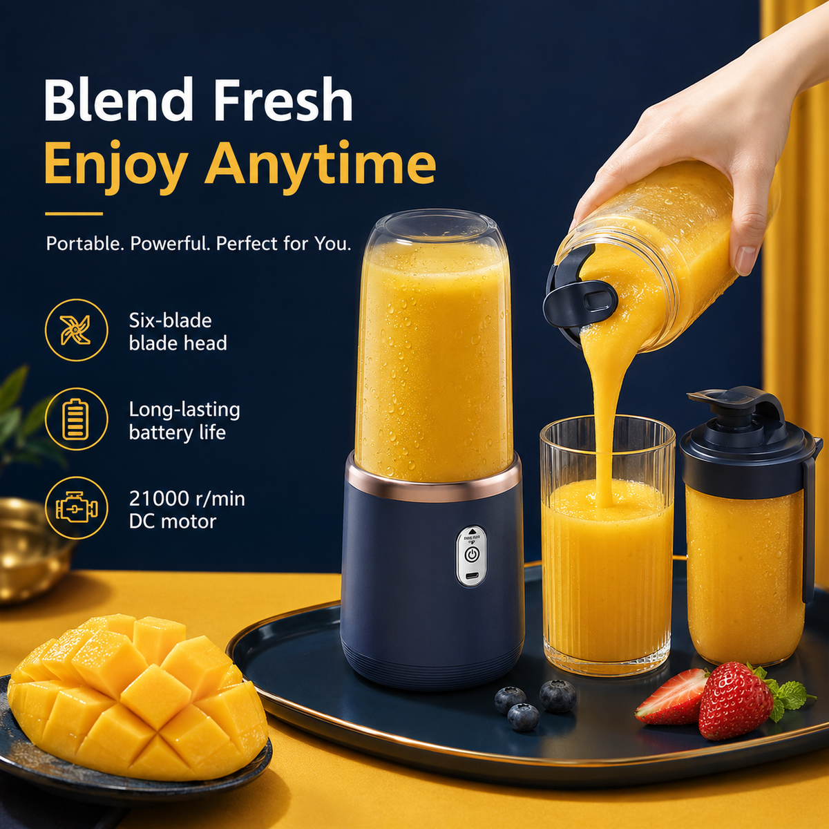 Portable USB Rechargeable Juicer Blender with 2 Cups — product view 8