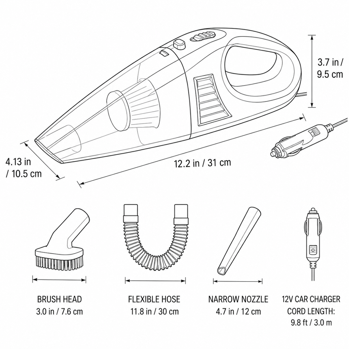 12V Portable Car Vacuum Cleaner with Strong Suction — product view 8