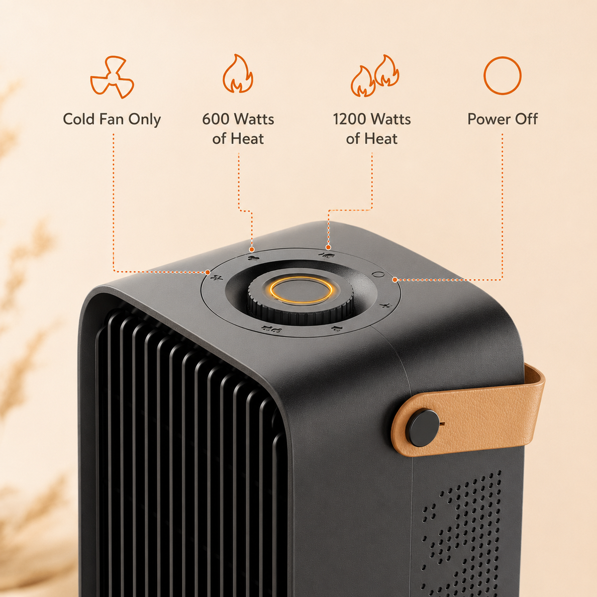 1200W Portable Electric Desktop Heater with Safe Fast Heating — product view 3