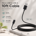 10ft Micro USB Cable with Fast Charging and Tangle-Resistant Jacket — product view 7