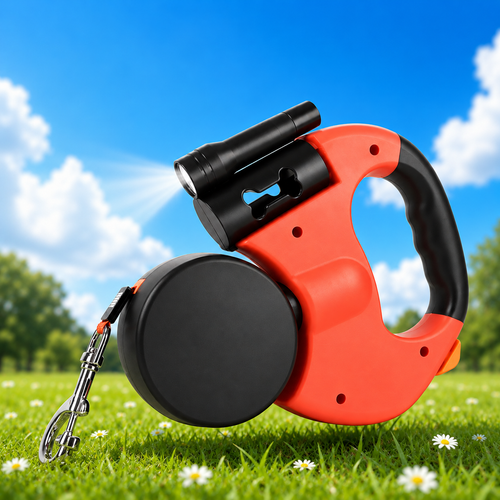 10FT Dual Retractable Dog Leash with Flashlight — product view 1