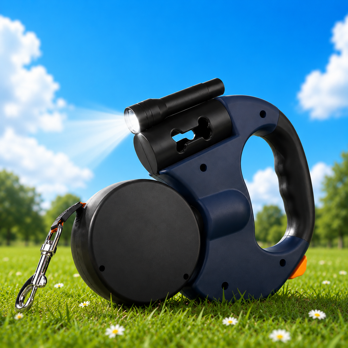 10FT Dual Retractable Dog Leash with Flashlight — product view 2