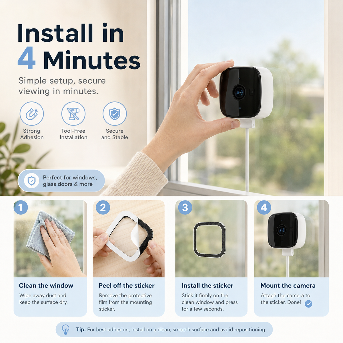 1080P WiFi Window Security Camera with 32GB Card — product view 2