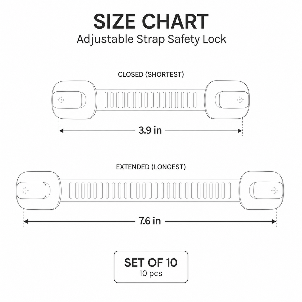 10-Pack Baby Proof Cabinet Locks with Adhesive Straps — product view 7