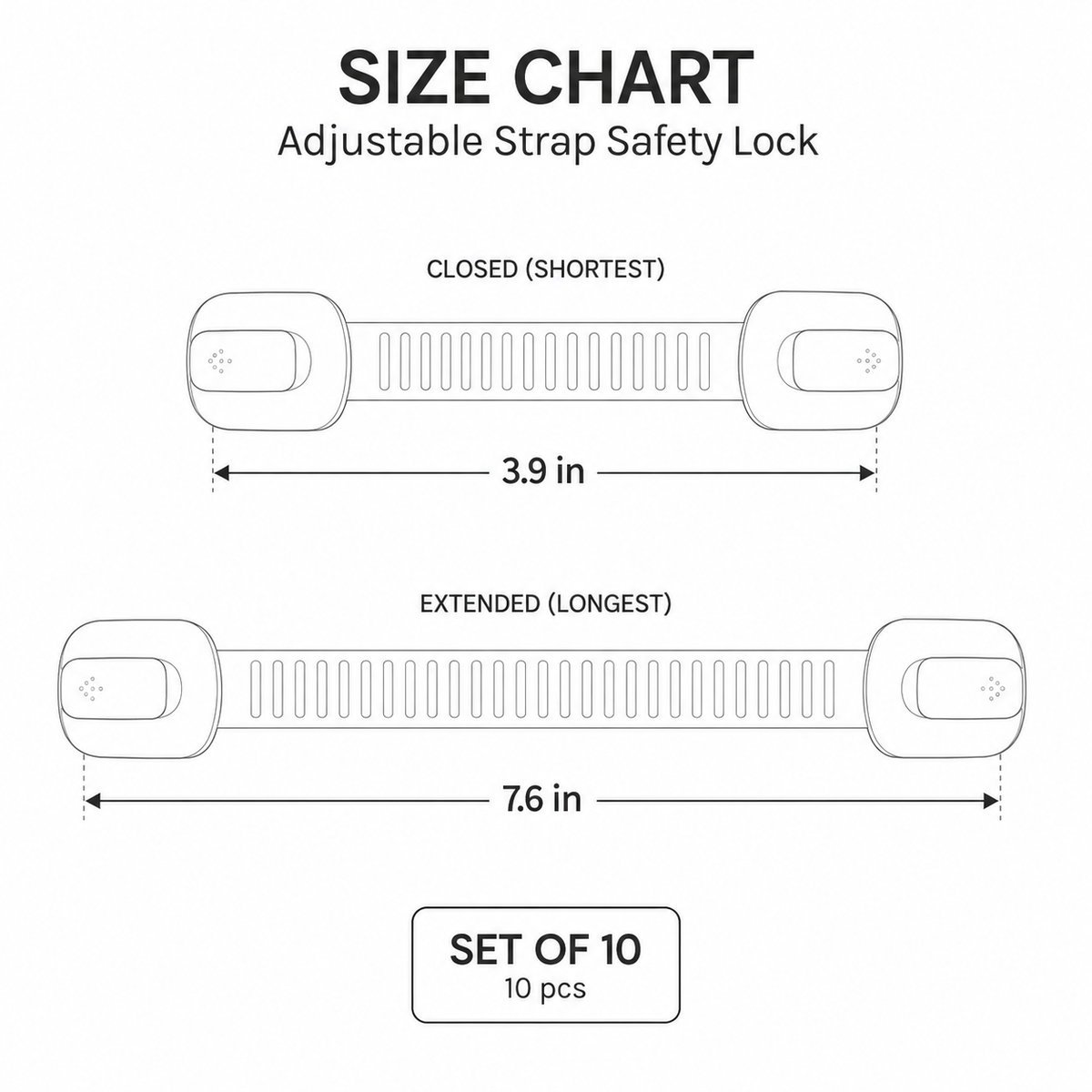 10-Pack Baby Proof Cabinet Locks with Adhesive Straps — product view 7