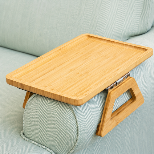 Bamboo Clip-On Armrest Tray Table — product view 2