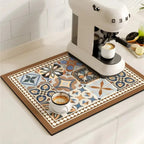 Retro Tile Design Absorbent Coffee Mat — product view 1
