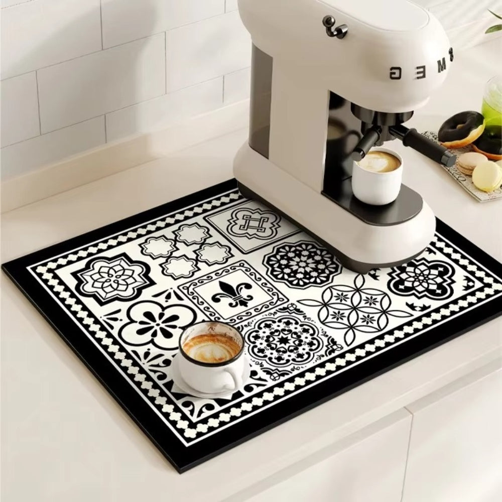 Retro Tile Design Absorbent Coffee Mat — product view 3