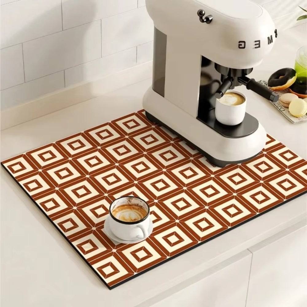 Retro Tile Design Absorbent Coffee Mat — product view 8
