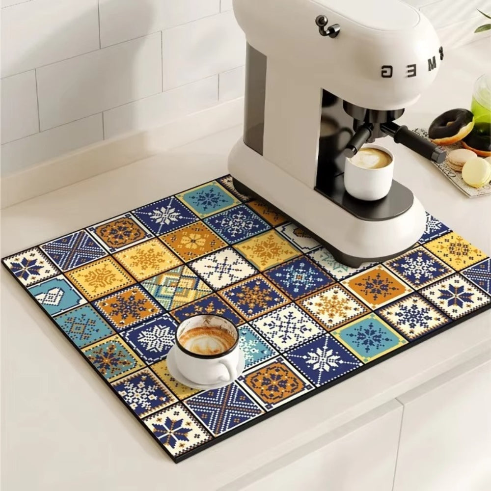 Retro Tile Design Absorbent Coffee Mat — product view 11