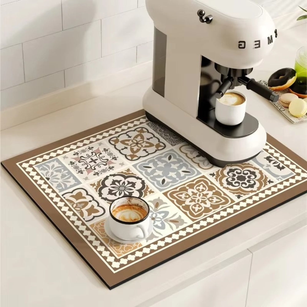 Retro Tile Design Absorbent Coffee Mat — product view 12
